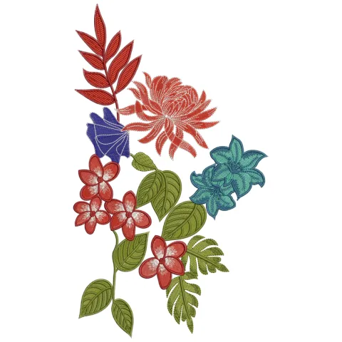 Flat Flower Multi Embroidery Design