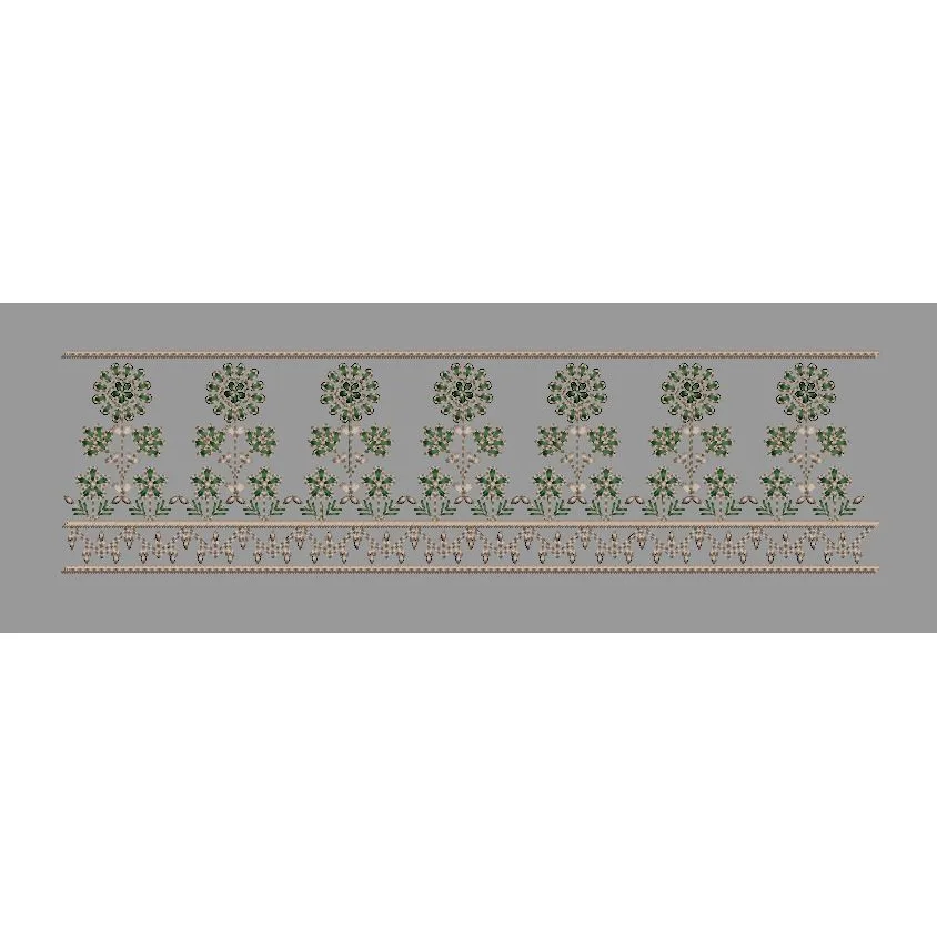 Emerald Petal Border Embroidery Design