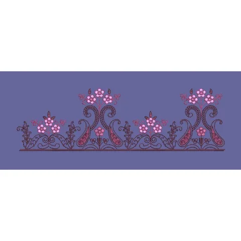 Pink Floral Paisley Border Embroidery Design