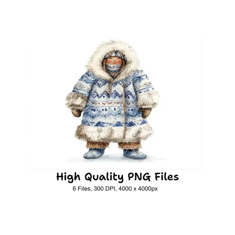 Traditional Inuit Children Clipart Bundle