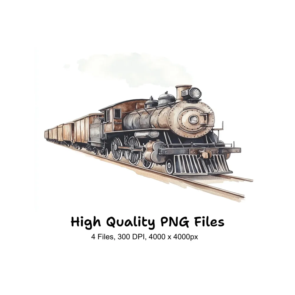 Vintage Steam Train Clipart Bundle