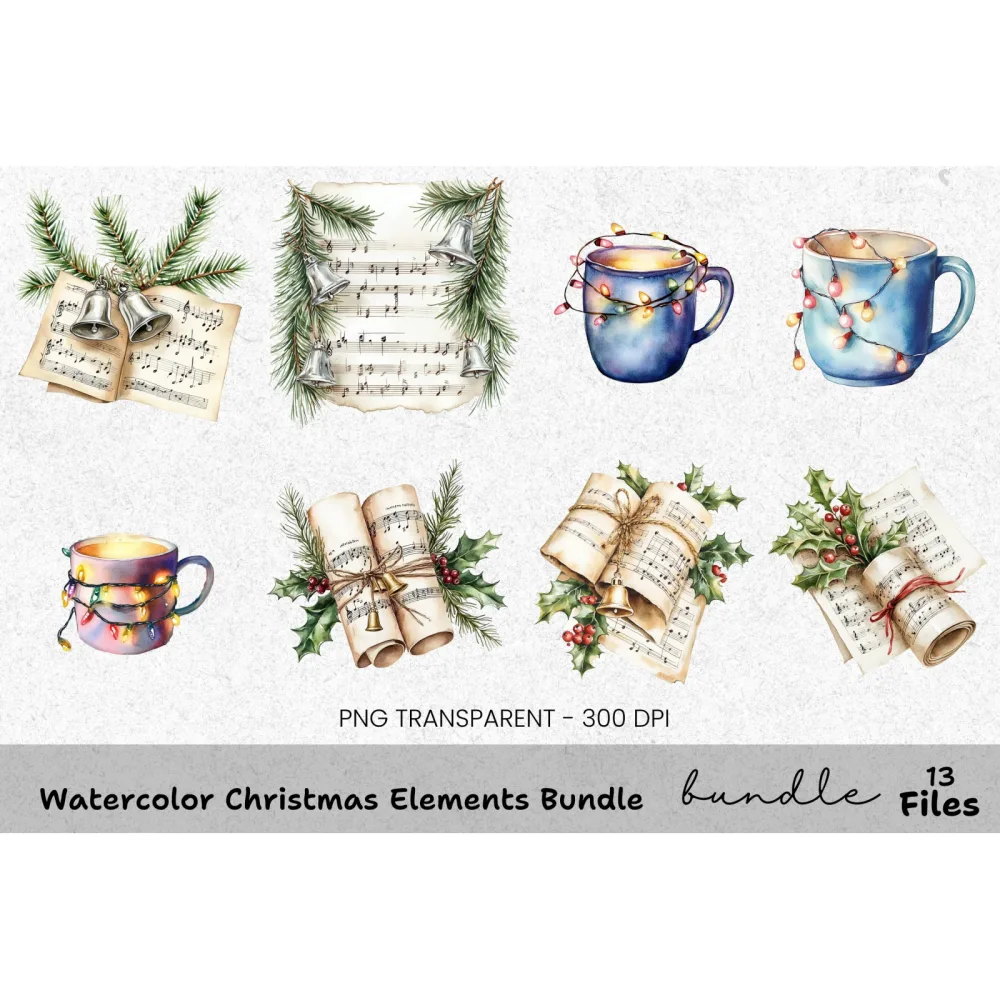 Christmas Carol Music Sheets Clipart Bundle