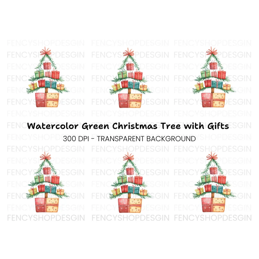 Christmas Tree Gift Clipart Bundle