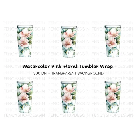 Elegant Pink Floral Tumbler Clipart Bundle