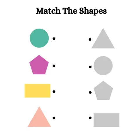 Match the Shapes Color Worksheets