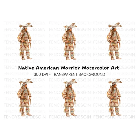 Native American Man Traditional Attire Clipart Bundle