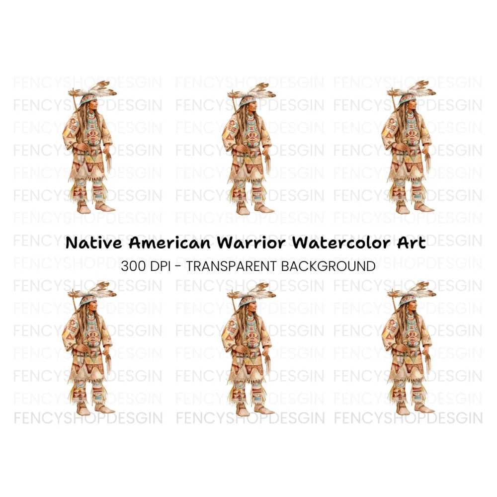 Native American Man Traditional Attire Clipart Bundle