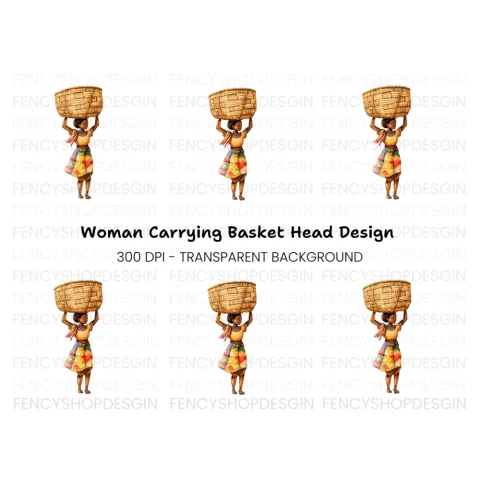 Body Woman with Basket on Head Clipart Bundle