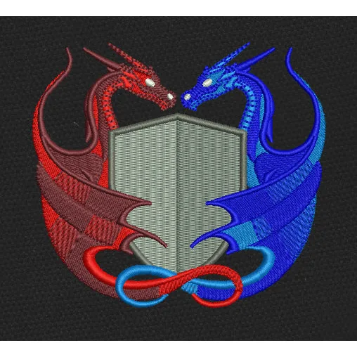 Twin Dragons Multi Embroidery Design