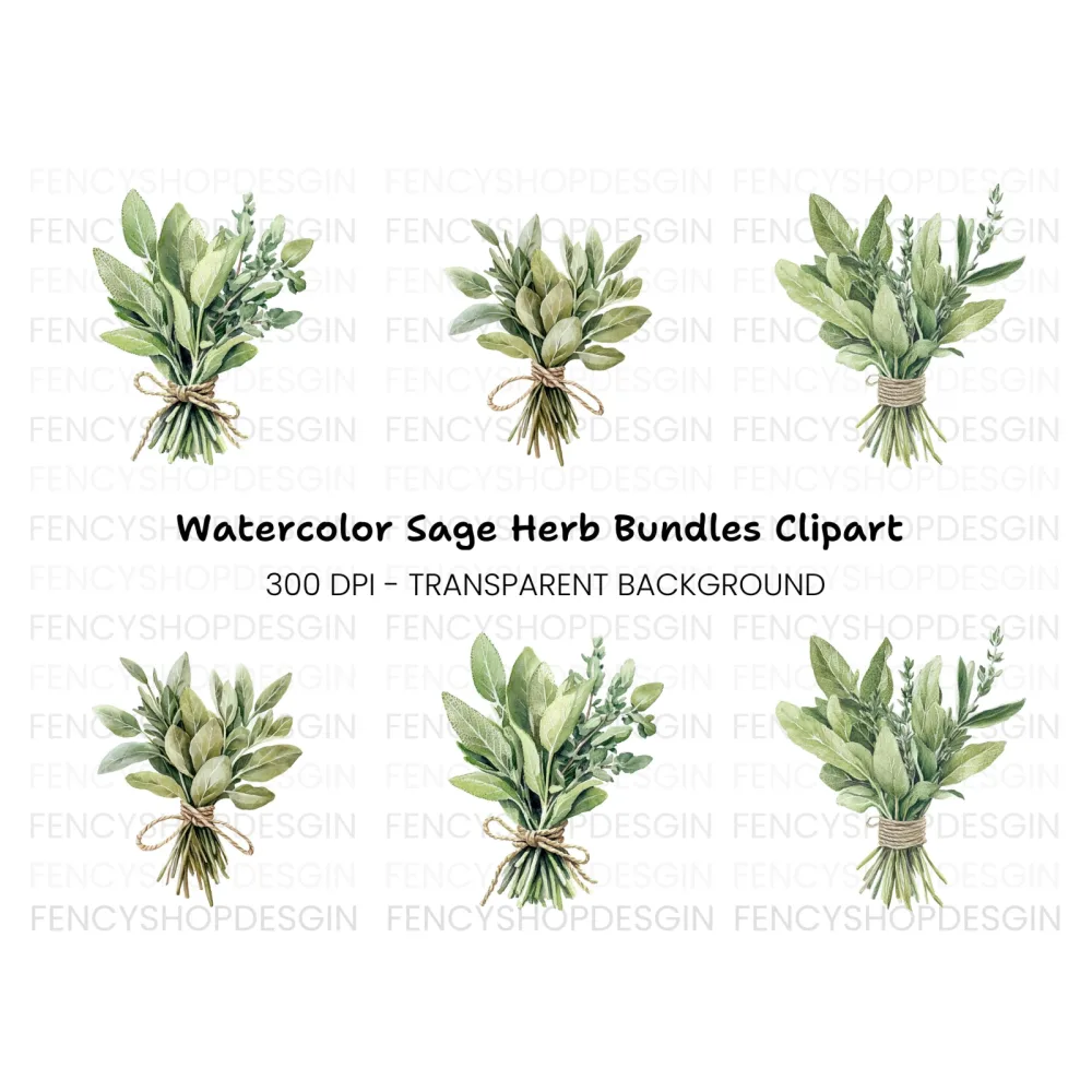 Fresh Herb Bouquets Clipart Bundle