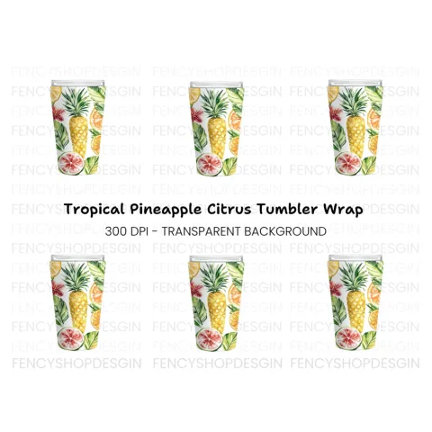 Tropical Fruit Tumbler Clipart Bundle