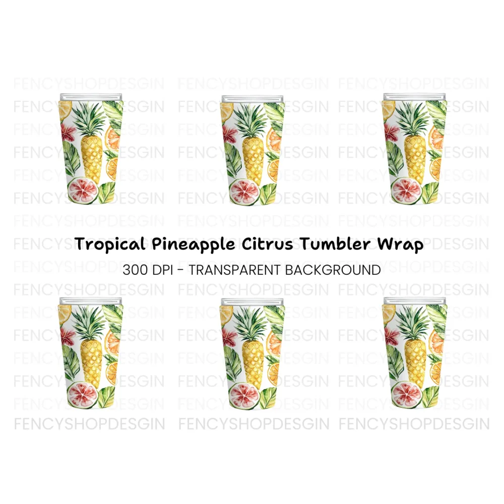Tropical Fruit Tumbler Clipart Bundle