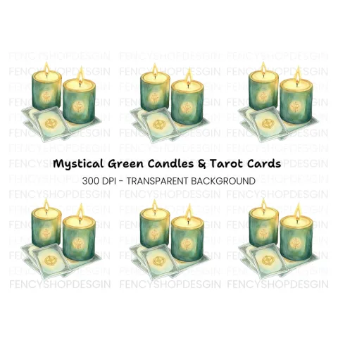 Mystical Candles Tarot Cards Clipart Bundle