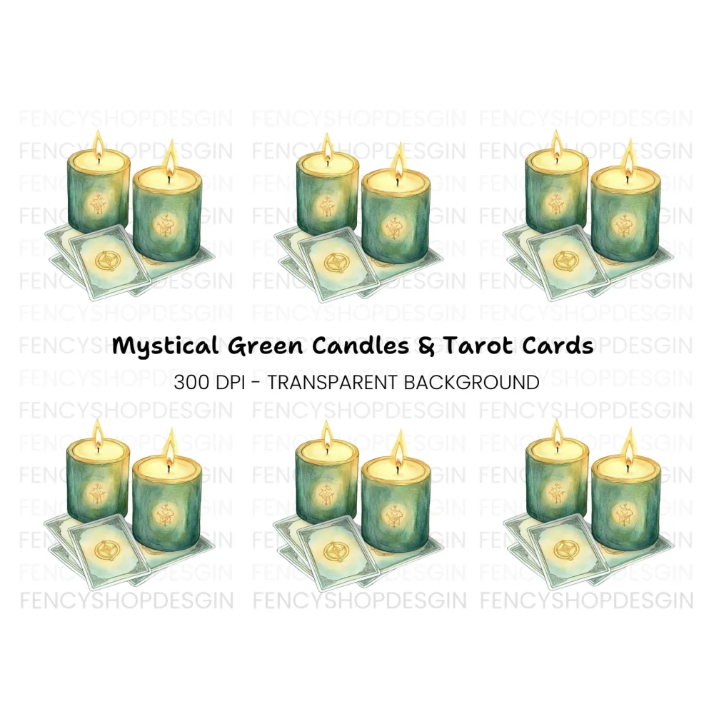 Mystical Candles Tarot Cards Clipart Bundle