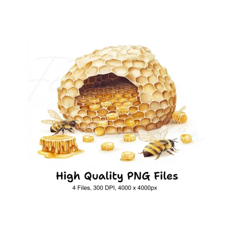 Cute Bee and Beehive Clipart Bundle