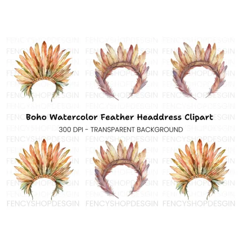 Feather Headdress Clipart Bundle