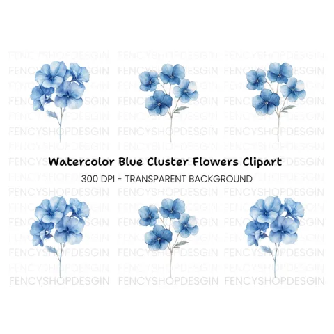 Blue Hydrangea Clipart Bundle