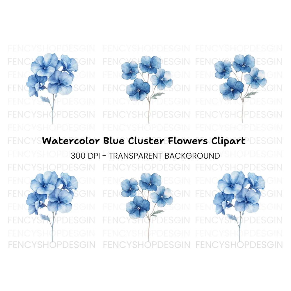 Blue Hydrangea Clipart Bundle