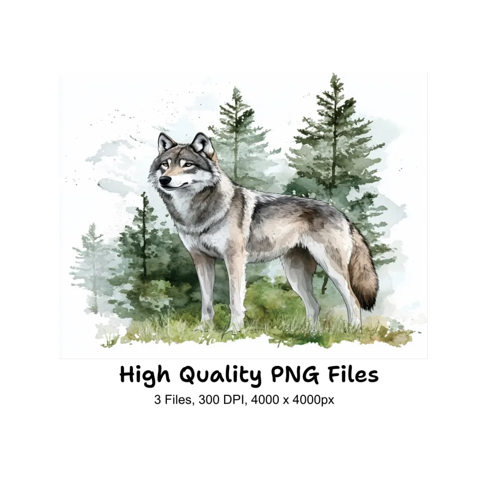 Majestic Wolf Forest Clipart Bundle