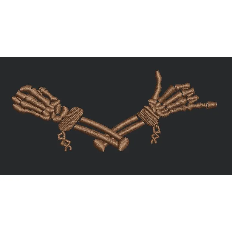 Interlocked Skeleton Hands Embroidery Design