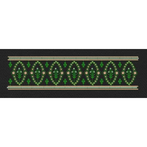 Floral Endless Border Green Circle Embroidery Design