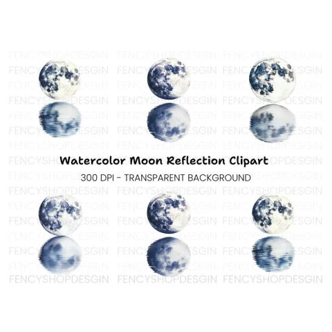 Moon Phases Reflection Clipart Bundle