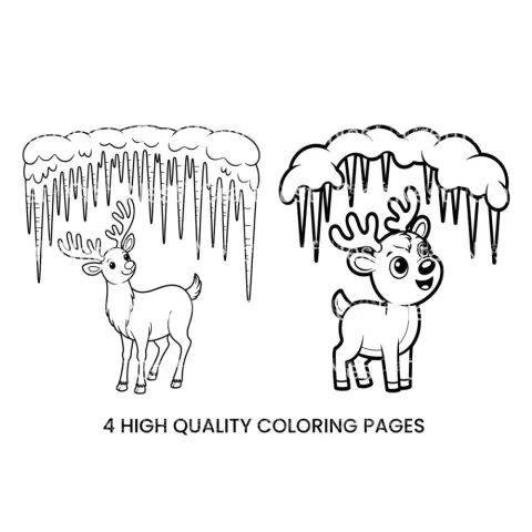 Adorable Reindeer Winter Coloring Books