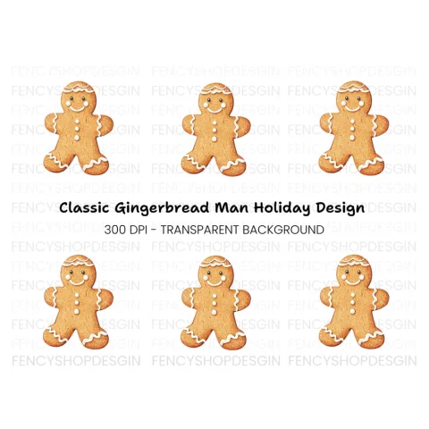 Cute Gingerbread Man Christmas Clipart Bundle