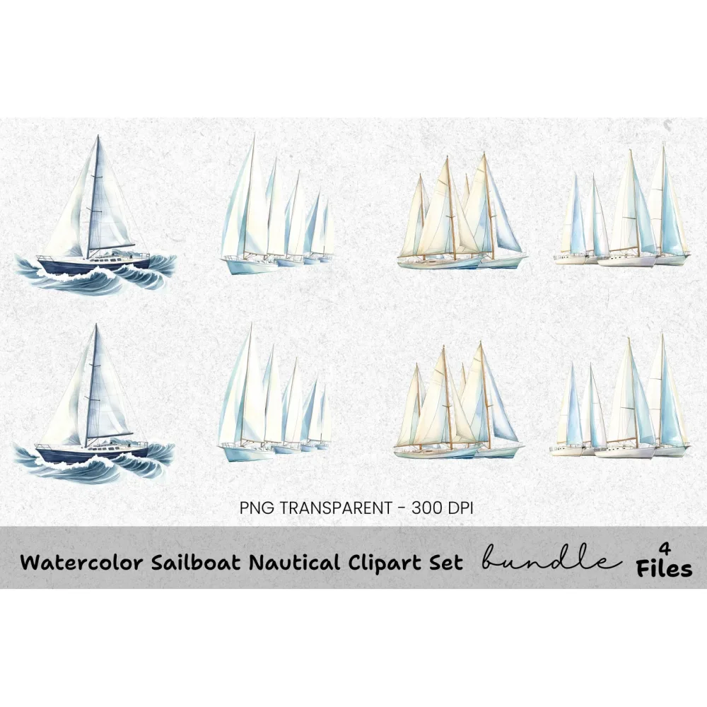 Sailboat Nautical Clipart Bundle