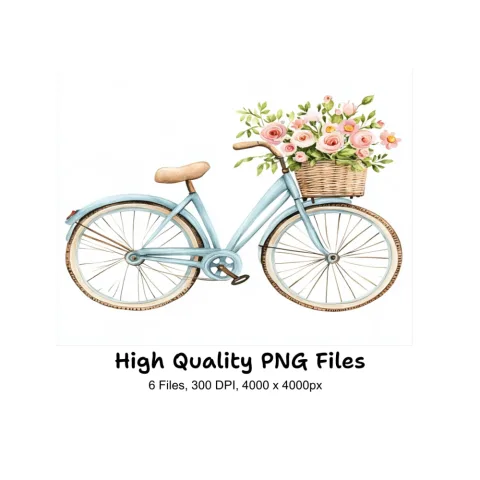 Bicycle with Flowers Clipart Bundle
