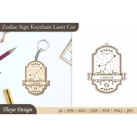 Zodiac Sign Keychain SVG Bundle
