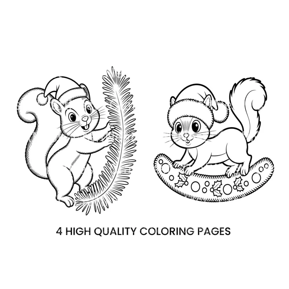 Festive Squirrels Christmas Coloring Books