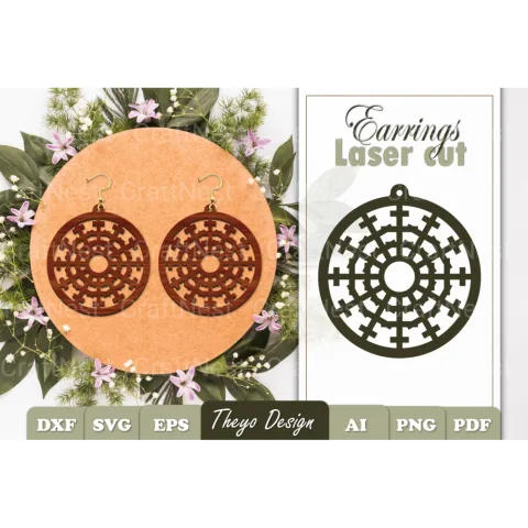 Snowflake Mandala Earrings SVG Bundle