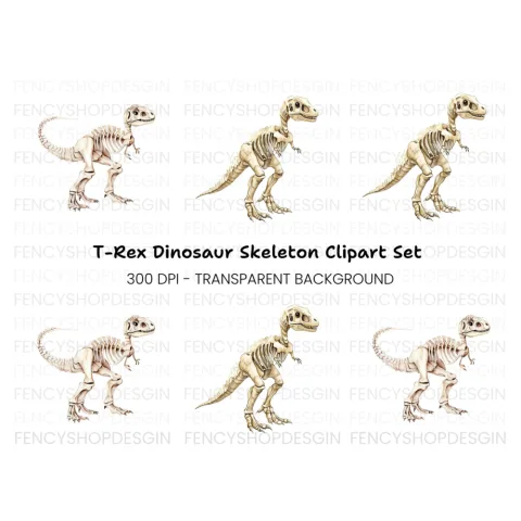 Dinosaur Skeleton Clipart Bundle