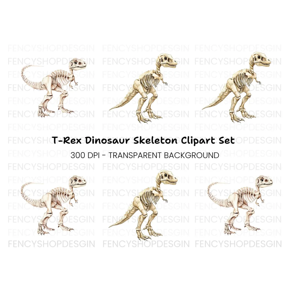 Dinosaur Skeleton Clipart Bundle