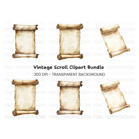 Aged Scroll Clipart Bundle