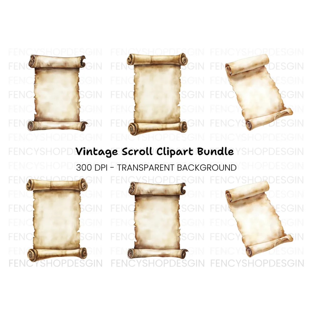 Aged Scroll Clipart Bundle