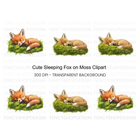 Cute Sleeping Fox Clipart Bundle