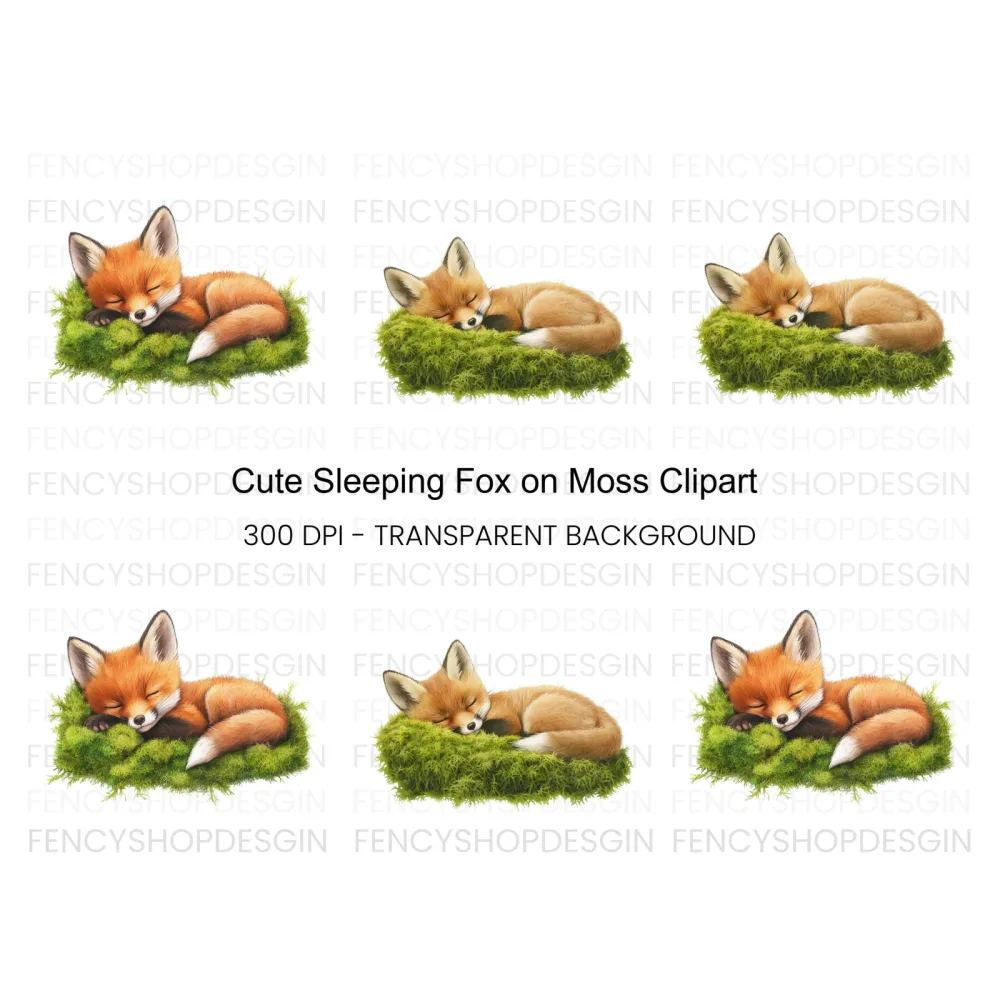 Cute Sleeping Fox Clipart Bundle