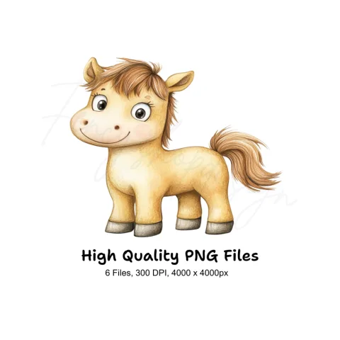 Adorable Cartoon Horse Clipart Bundle