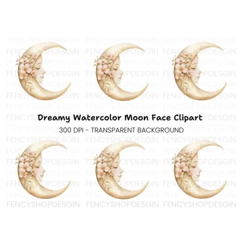 Moon Sleeping Face Clipart Bundle