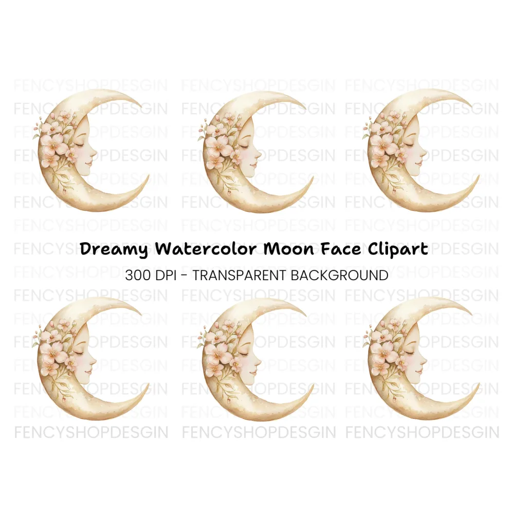 Moon Sleeping Face Clipart Bundle