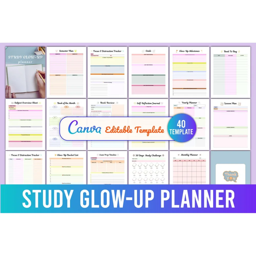 Study Glow Up Planner: Boost Your Academic Success