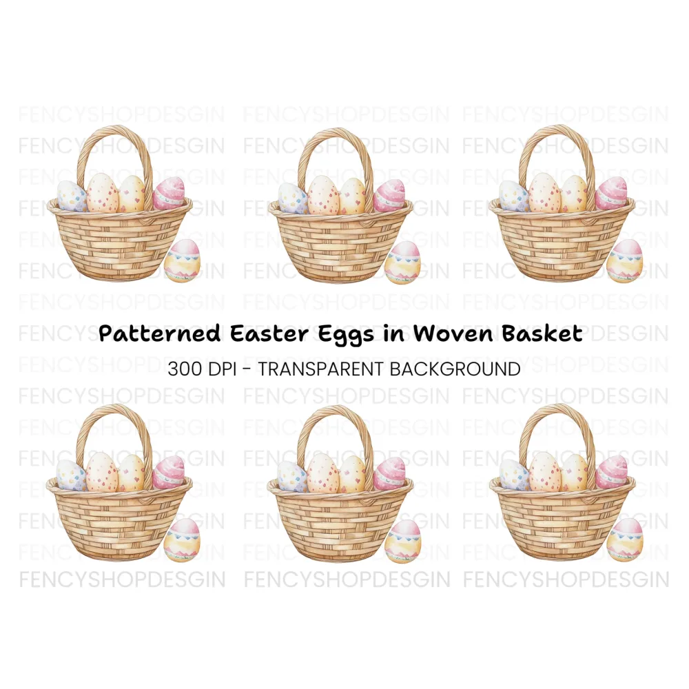 Easter Basket with Eggs Clipart Bundle