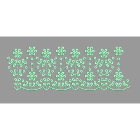 Mint Daisy Jaal Border Embroidery Design