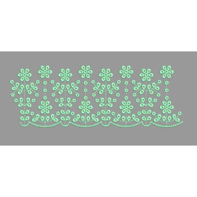 Mint Daisy Jaal Border Embroidery Design