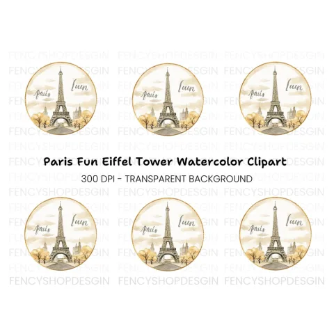 Eiffel Tower Paris Clipart Bundle