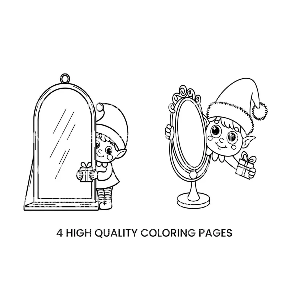 Cute Elf with Mirrors Coloring Books