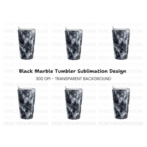 Black Marble Tumbler Clipart Bundle