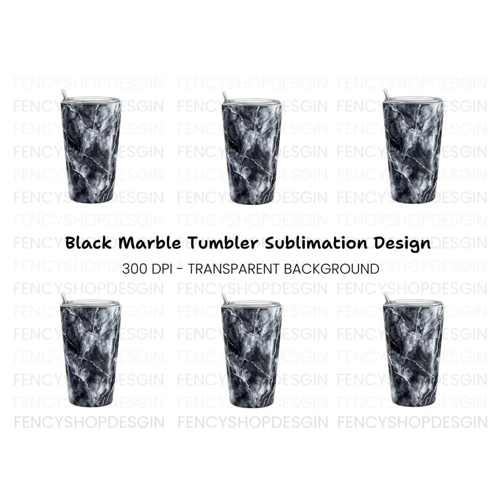 Black Marble Tumbler Clipart Bundle